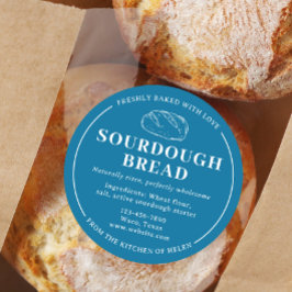 Elegant Blue Sourdough Bakery Bread Sticker Runt Klistermärke