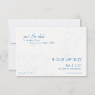 Elegant Blue Spara-the-Date, Caroline Bröllop Spara Datumet