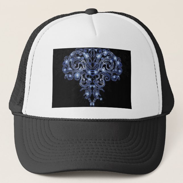 Elegant Blue Sparkly Swirl Hat Truckerkeps (Framsida)