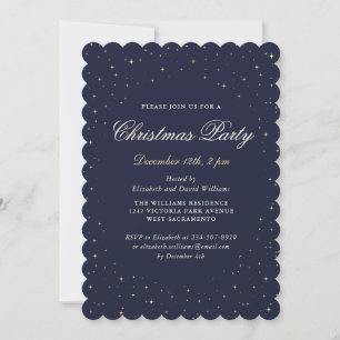 Elegant Blue Starry jul Party Inbjudningar