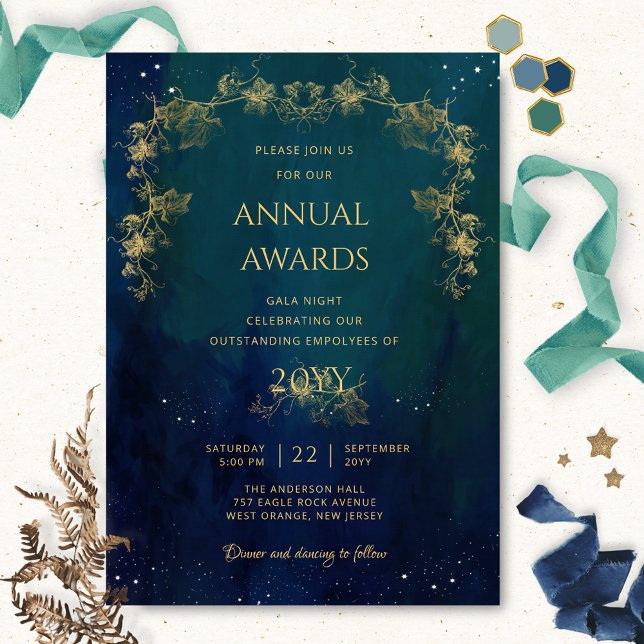 Elegant Blue Starry Night Awards / Gala Night Inbjudningar (Skapare uppladdad)
