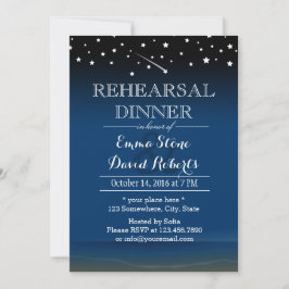 Elegant Blue Starry Night Bröllop Rehearsal Dinner Inbjudningar