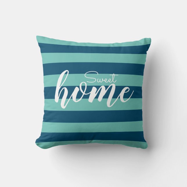 Elegant Blue Stripe Mönster Test Sweet Home Kudde (Framsida)