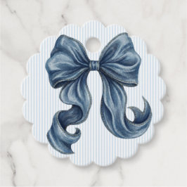 Elegant Blue Striped Bow Baby Shower Gåvor Etiketter