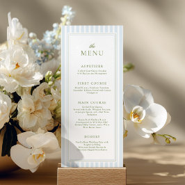 Elegant Blue Stripes Bridal Shower Menu Meny