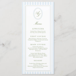 Elegant Blue Stripes Wedding Invitation Meny