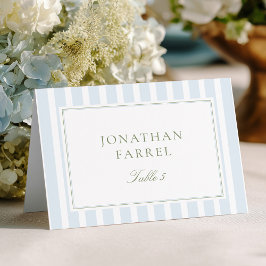 Elegant Blue Stripes Wedding Place Cards Bordsnummer