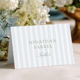 Elegant Blue Stripes Wedding Place Cards Bordsnummer