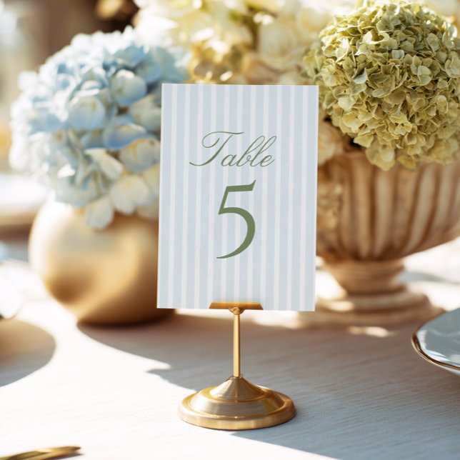 Elegant Blue Stripes Wedding Table Number Inbjudningar (Skapare uppladdad)