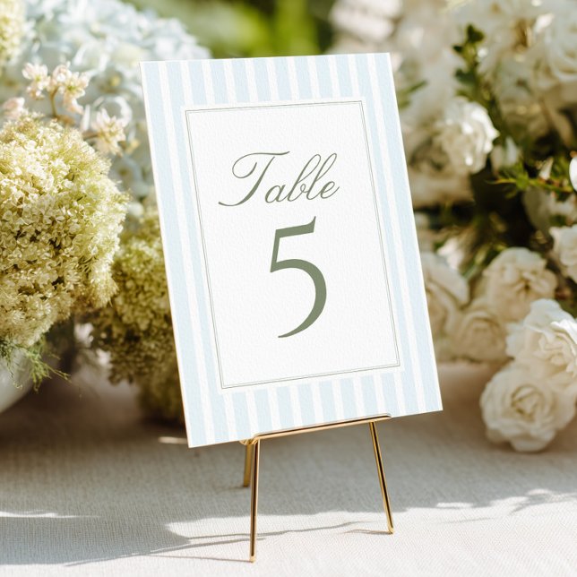Elegant Blue Stripes Wedding Table Number Inbjudningar (Skapare uppladdad)