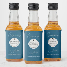 Elegant Blue Student Grattis Studenten Spritflaskor Etikett