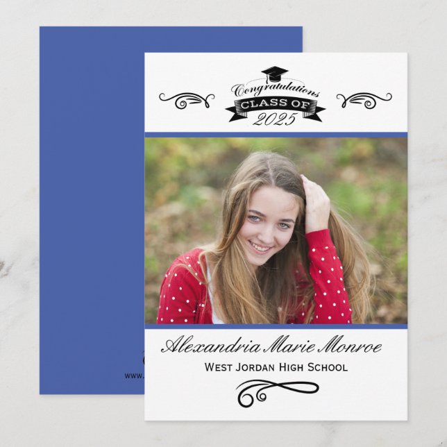 Elegant Blue - Studenten meddelande Inbjudningar (Fram/baksida)