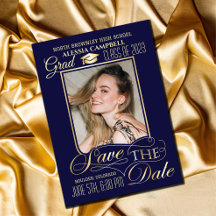 Elegant Blue Studenten Spara datuminbjudan