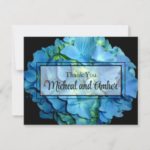 Elegant blue teal blommigt hydrangeas blue ro tack kort
