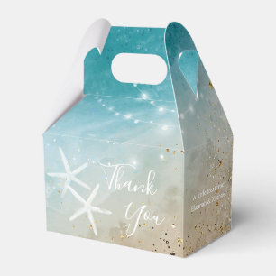 Elegant Blue Teal Tack Starfish Beach Wedding Presentaskar