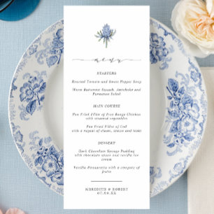 Elegant Blue Thistle Bröllop Meny