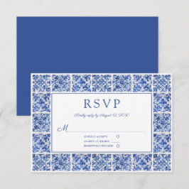 Elegant Blue Tiles Bröllop OSA Kort