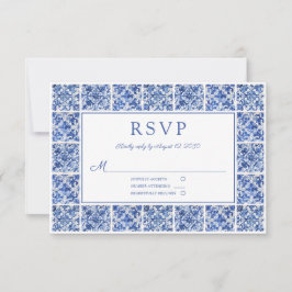Elegant Blue Tiles Bröllop OSA Kort