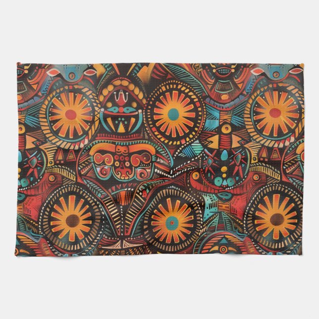 Elegant Blue "Timless Ancestral Imprint" (timlös a Kökshandduk (Horisontell)