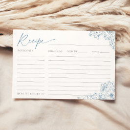 Elegant Blue Toile de Jouy Möhippa Recept Card Inbjudningar