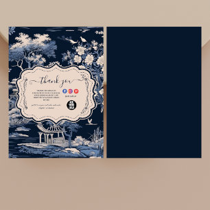 Elegant Blue Toile De Jouy Tack Kort