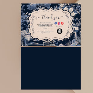 Elegant Blue Toile De Jouy Tack Kort