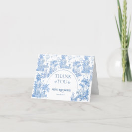 Elegant Blue Toile Safari Boy Shower Tack Kort