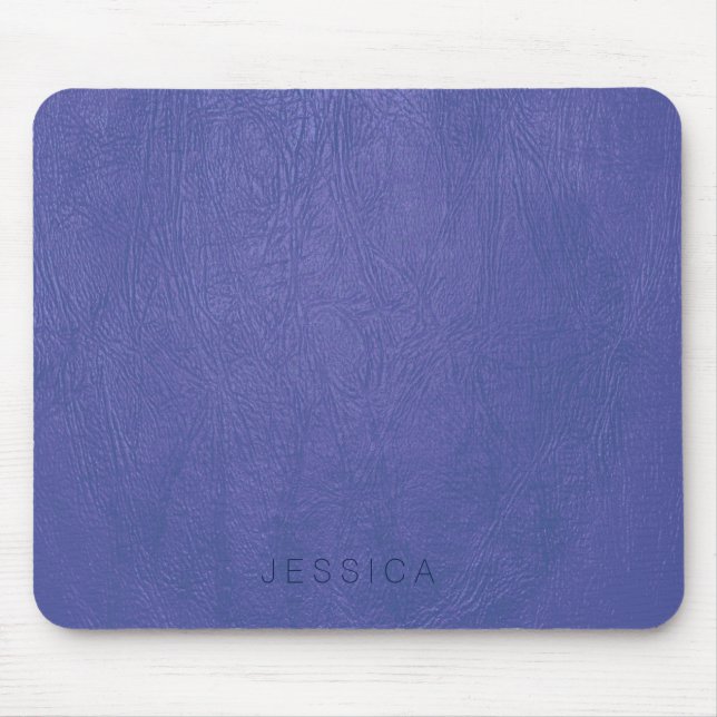 Elegant Blue Tones Faux Leather Skriv ut Musmatta (Framsidan)