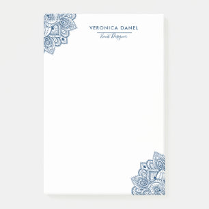 Elegant Blue Tribal Mandala Snöre Design Post-it Block