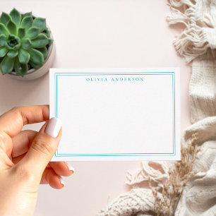 Elegant Blue Two Gräns minimalistisk monogram Namn Anteckningskort
