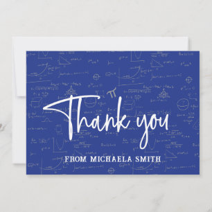 Elegant Blue Typography Math Formulas Studenten Tack Kort