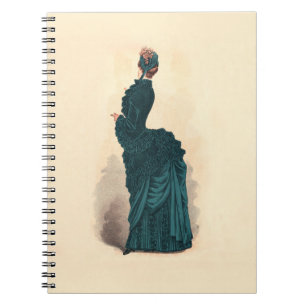 Elegant Blue Victorian Dress Mode Anteckningsbok Med Spiral