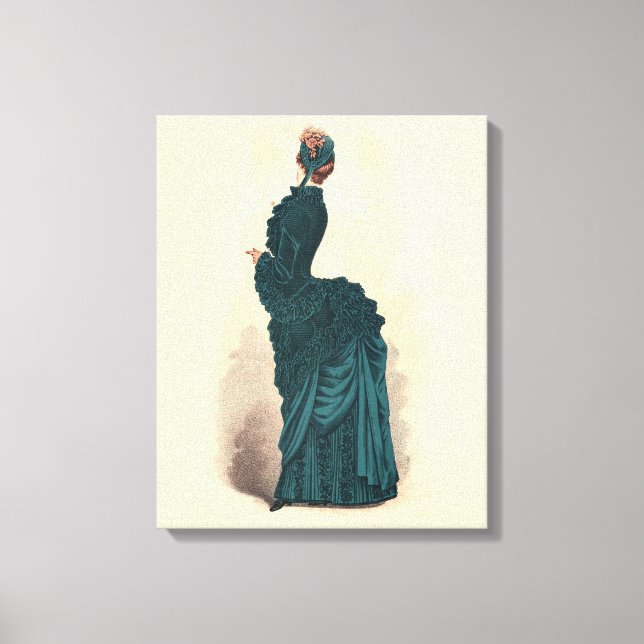Elegant Blue Victorian Dress Mode Canvastryck (Framsida)