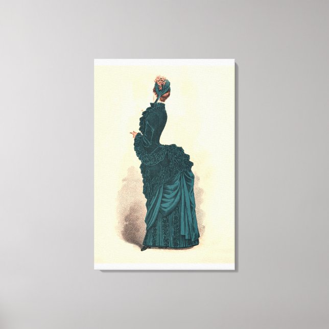 Elegant Blue Victorian Dress Mode Canvastryck (Framsida)