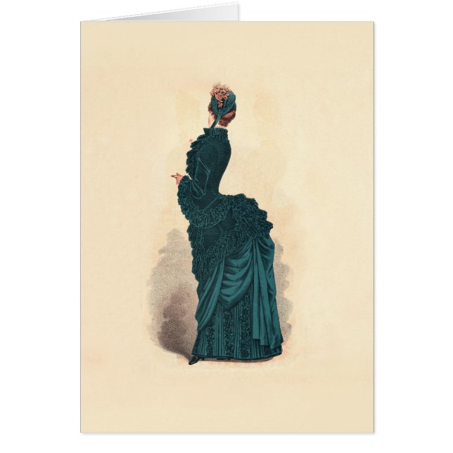 Elegant Blue Victorian Dress Mode Hälsningskort (Framsidan)
