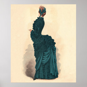 Elegant Blue Victorian Dress Mode Poster