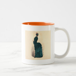 Elegant Blue Victorian Dress Mode Två-Tonad Mugg