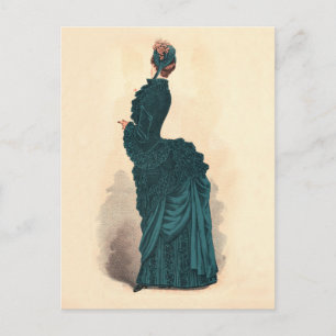 Elegant Blue Victorian Dress Mode Vykort