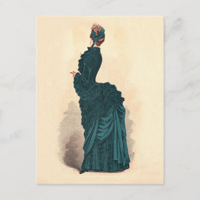Elegant Blue Victorian Dress Mode Vykort (Framsida)