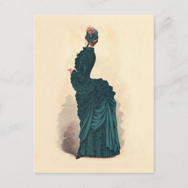 Elegant Blue Victorian Dress Mode Vykort (Framsida)