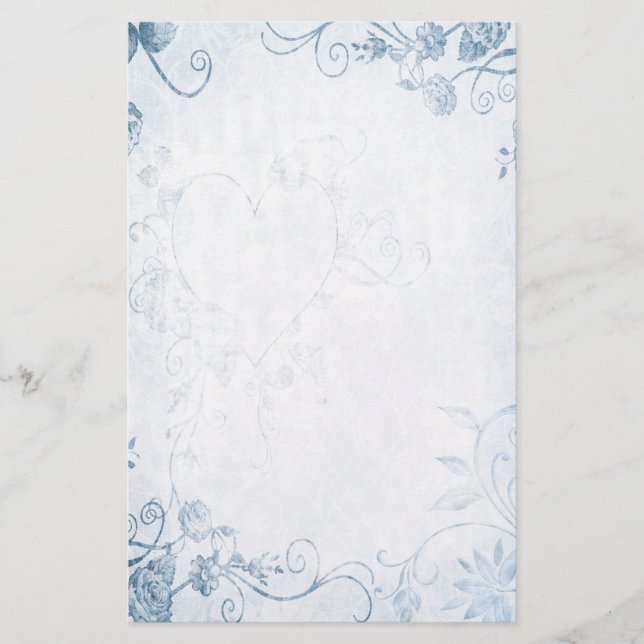 Elegant Blue Vintage bröllop Brevpapper (Framsida)