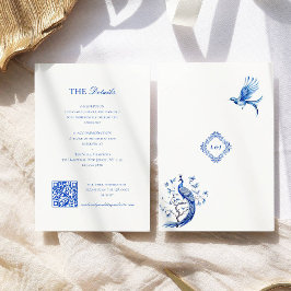 Elegant blue vintage chinoiserie Bröllop Tilläggskort