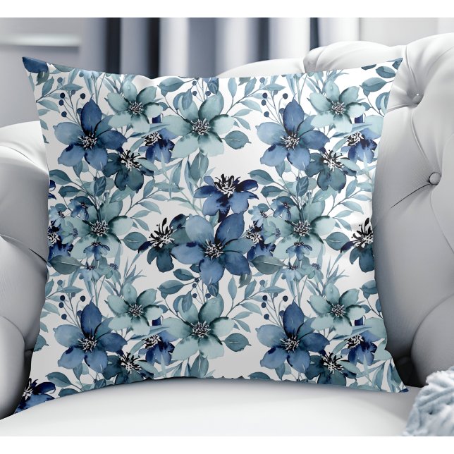 Elegant Blue Vintage Chintz Mönster Kudde (Skapare uppladdad)