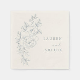 Elegant Blue Vintage Floral Wedding Pappersservett