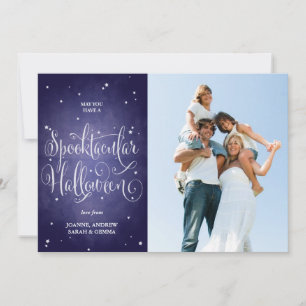 Elegant Blue Vintage Halloween-fotokort Kort