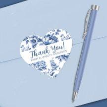 Elegant Blue Vintage Rose Floral Thank You