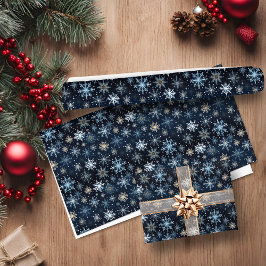 Elegant Blue Vintage Snowflakes Presentpapper