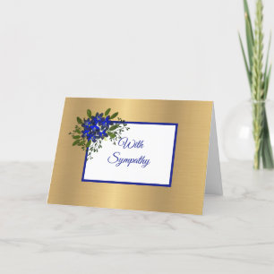 Elegant Blue Violets Guld Blommigt Sympati Kort
