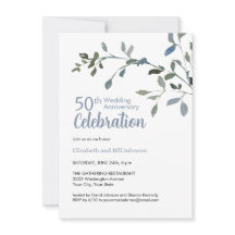 Elegant Blue Watercolor 25:e Bröllop-årsdagen