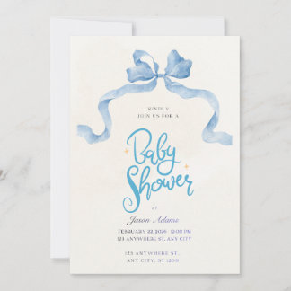 Elegant Blue Watercolor Baby Shower Invitation Inbjudningar